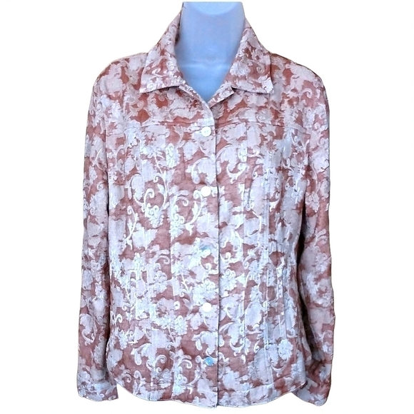 Chicos Pink Floral Button Up Jacket - Picture 1 of 6